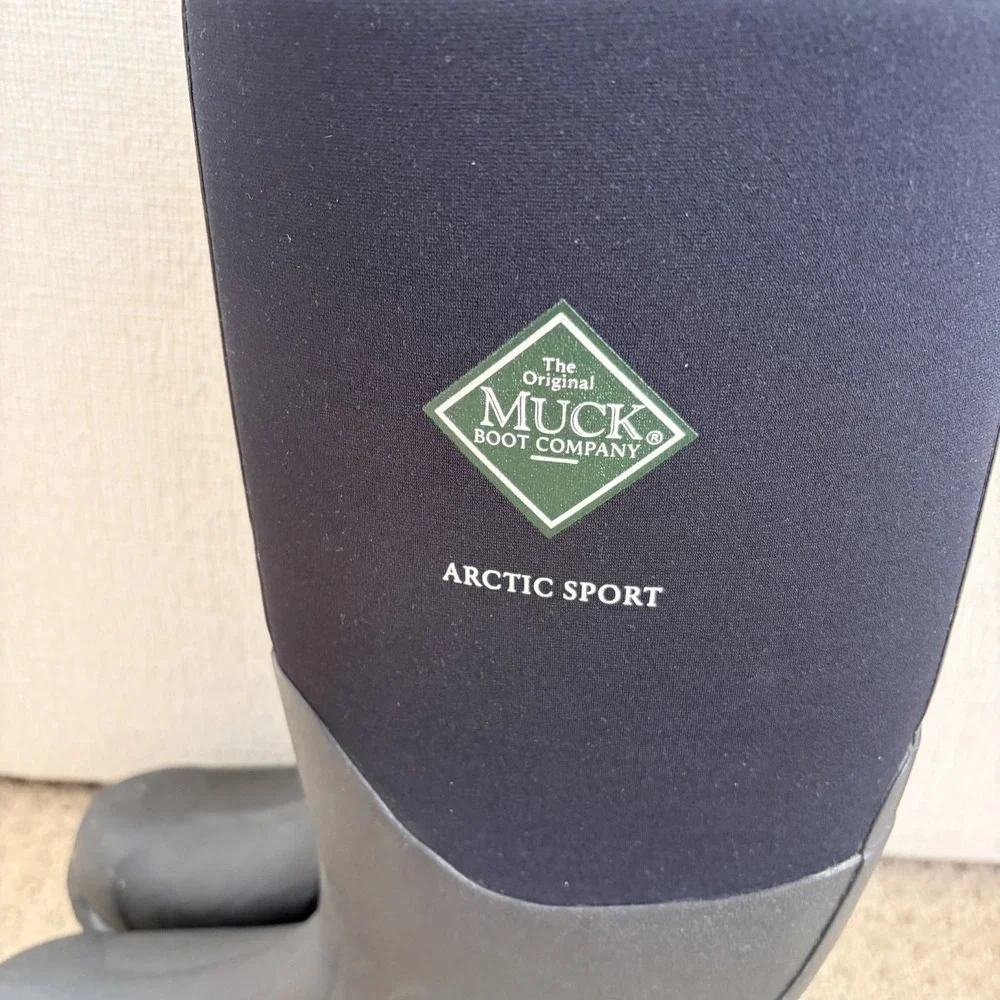 Muck Boot Arctic Sport Pull on Boots M11 W12 Black Tall Waterproof  Soft Toe